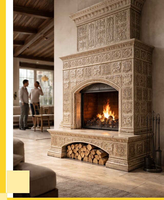 Купить изразцовый камин в Нижнекамске от 253475 р. | ЭриданНжм