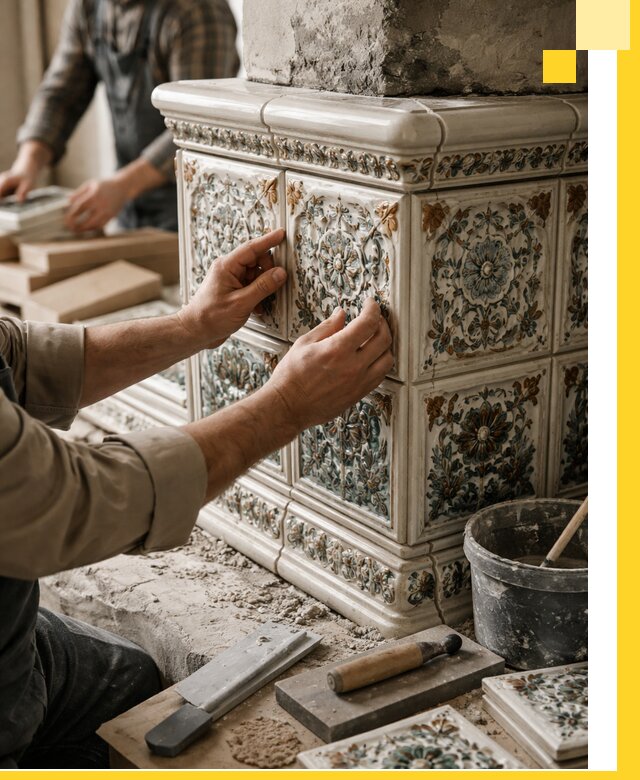 Изразцовые камины под ключ в Нижнекамске: проект и монтаж