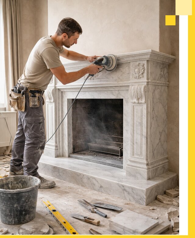 Изготовление и установка мраморных каминов в Нижнекамске под ключ