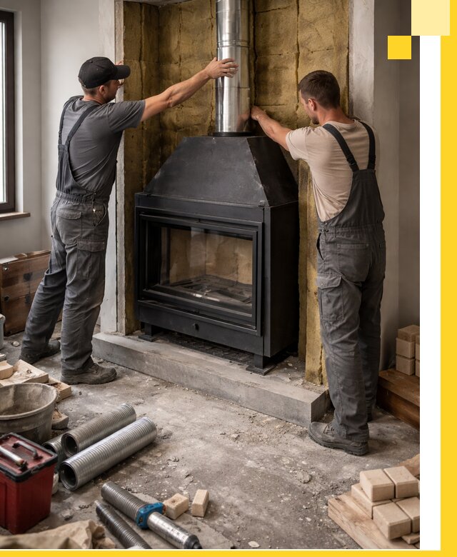 Изготовление и монтаж закрытых каминов в Нижнекамске под ключ