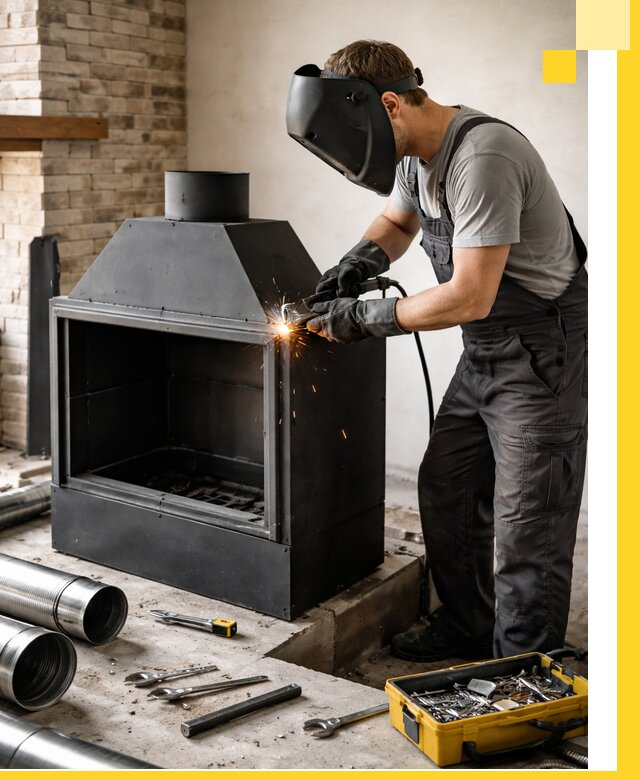 Продажа и установка металлических каминов в Нижнекамске под ключ