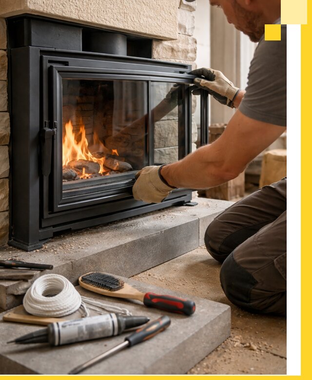 Производство, монтаж и доставка каминов со стеклом в Нижнекамске