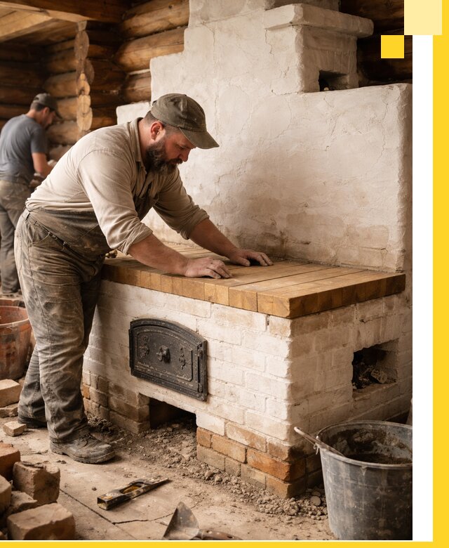 Проектирование и установка русской печи с лежанкой в Нижнекамске