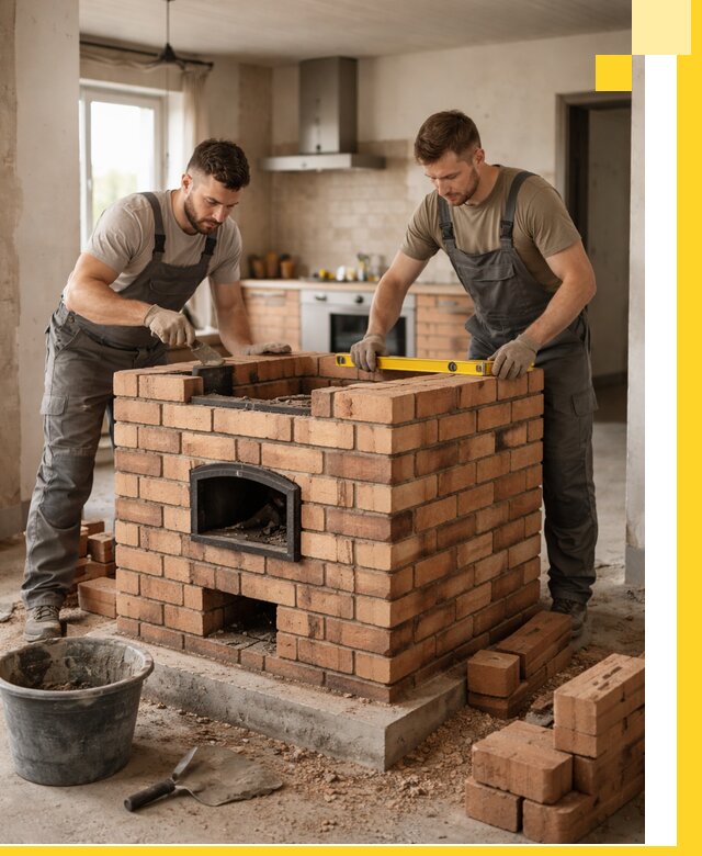 Установка и монтаж печей в частном доме в Нижнекамске под ключ