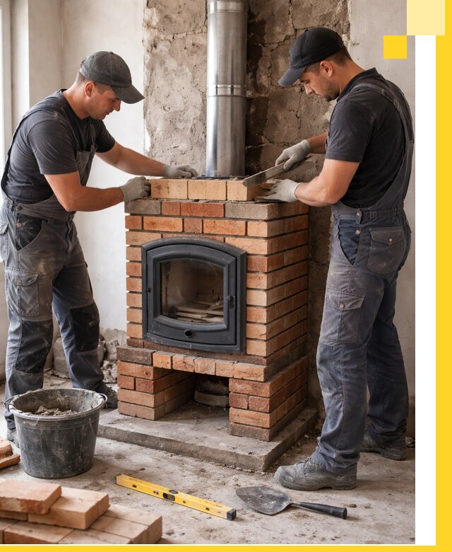 Монтаж печи камина под ключ в Нижнекамске с гарантией и пусконаладкой