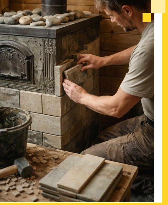 Облицовка банных печей в Нижнекамске профессиональная отделка