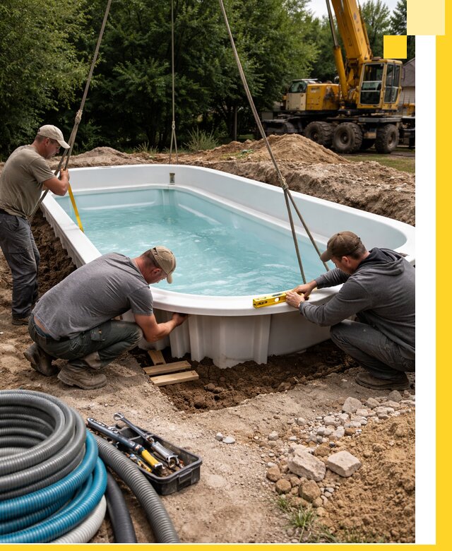 Установка и монтаж композитных бассейнов под ключ в Нижнекамске