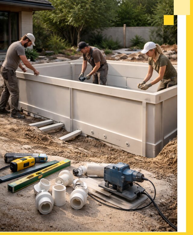 Установка полипропиленовых бассейнов под ключ в Нижнекамске