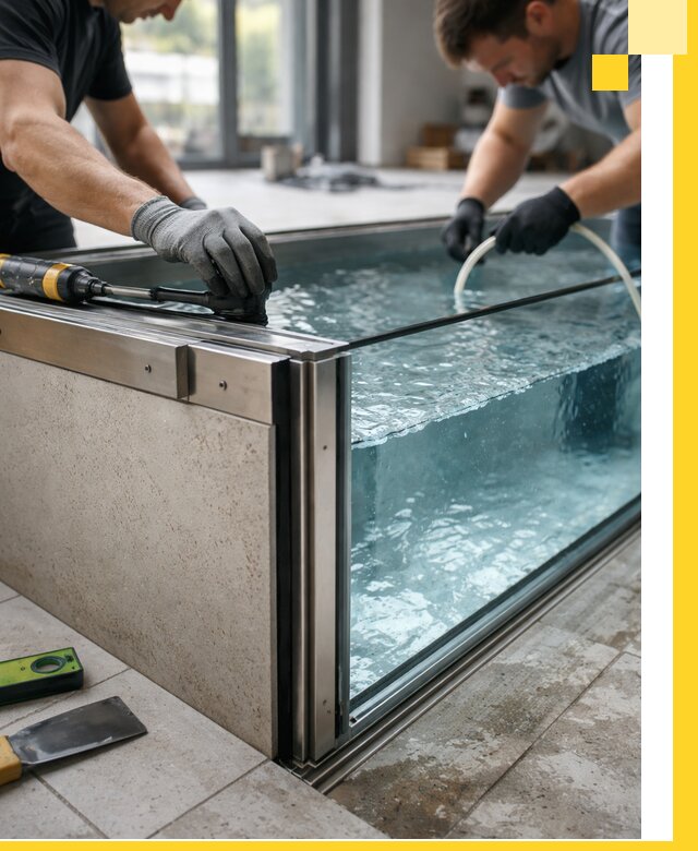 Проектирование и монтаж стеклянных бассейнов в Нижнекамске