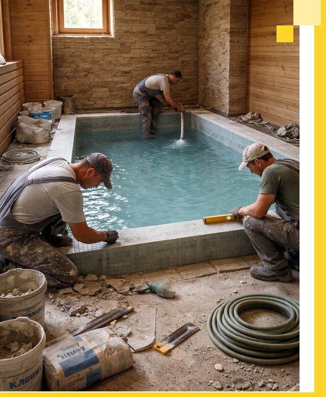 Проектирование и строительство бассейнов для бани в Нижнекамске