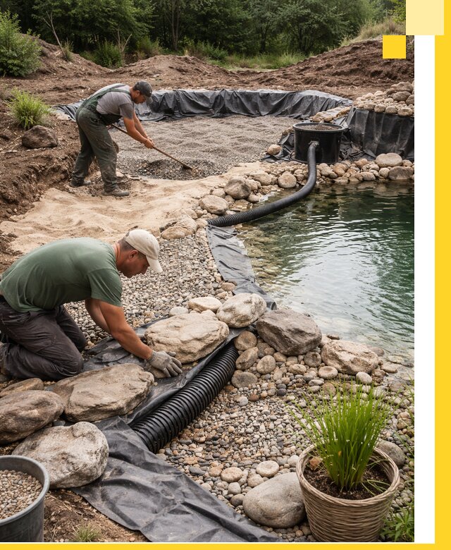 Строительство природных бассейнов и озер в Нижнекамске под ключ