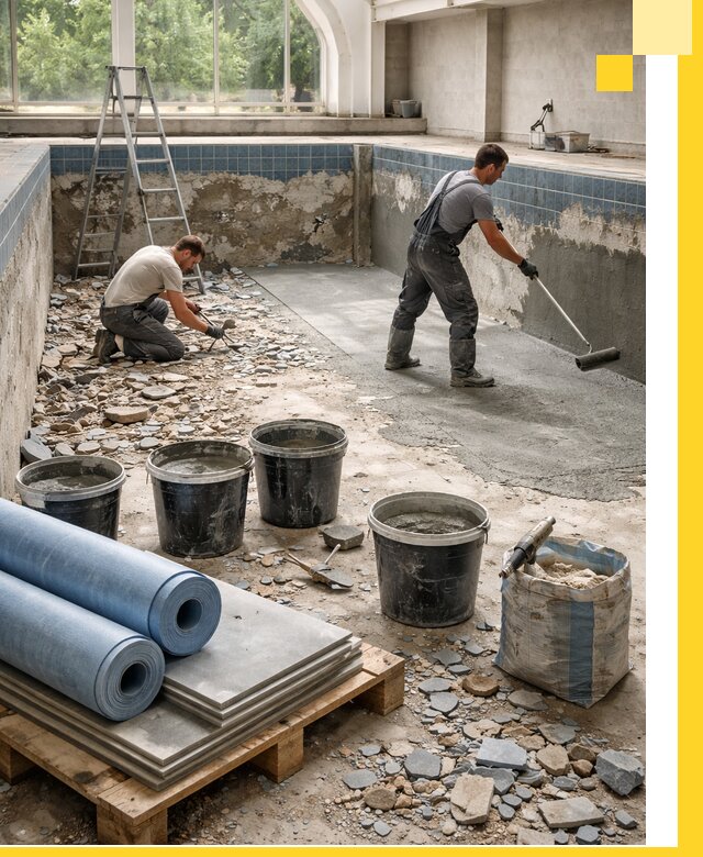 Реконструкция бассейнов в Нижнекамске: ремонт, гидроизоляция