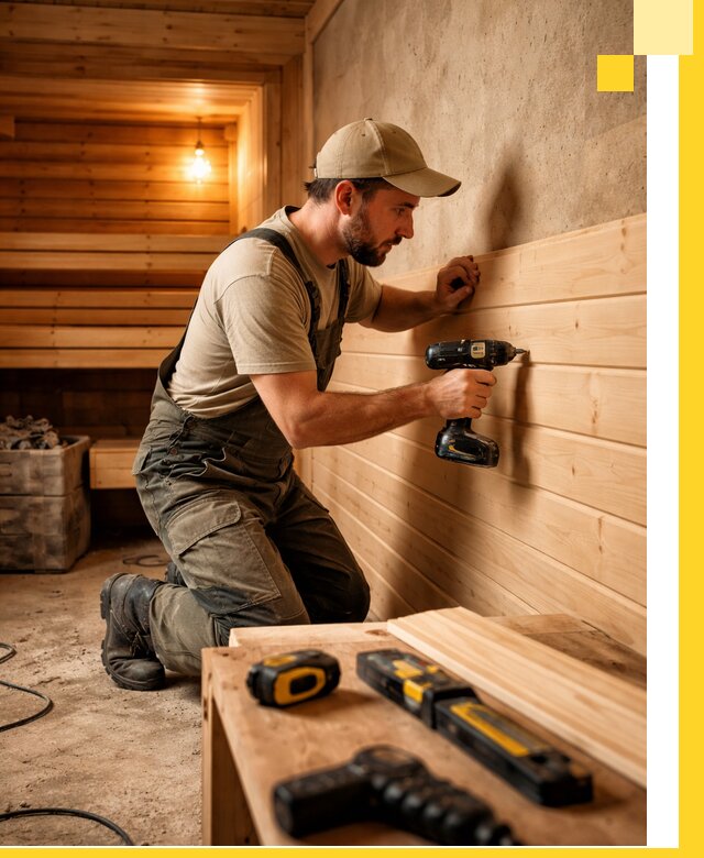 Профессиональная внутренняя отделка бани в Нижнекамске под ключ