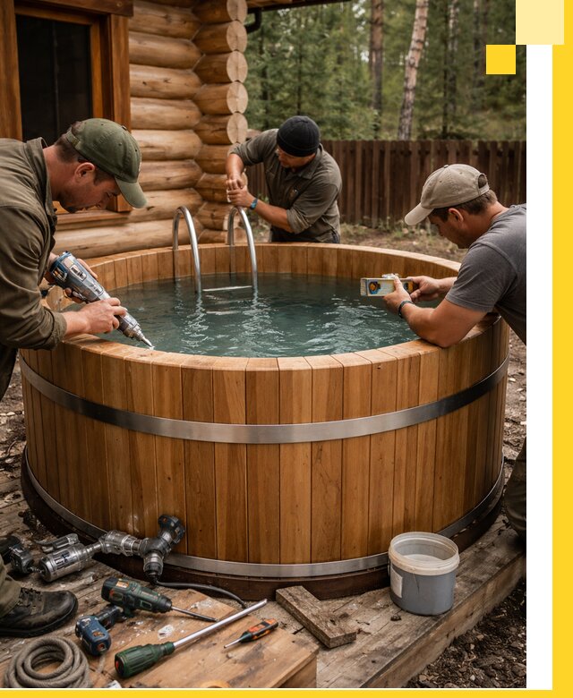 Строительство бань с купелью под ключ и отделкой в Нижнекамске