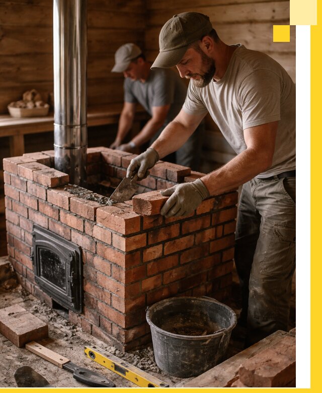 Кирпичные печи для бани под ключ в Нижнекамске, проект и монтаж