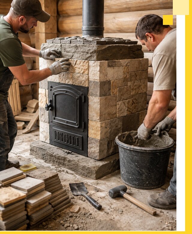 Облицовка банной печи под ключ в Нижнекамске: камень и плитка