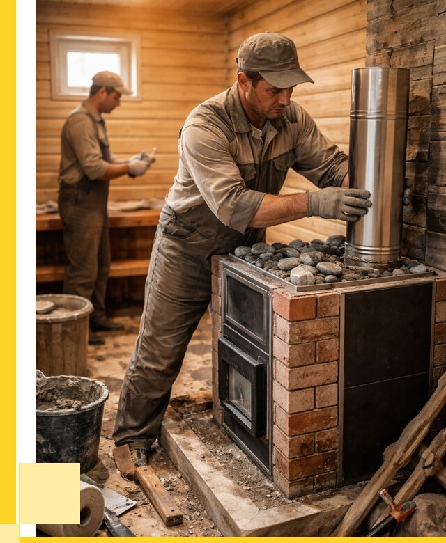 Монтаж печи в бане под ключ в Нижнекамске от 20278 р. | ЭриданНжм