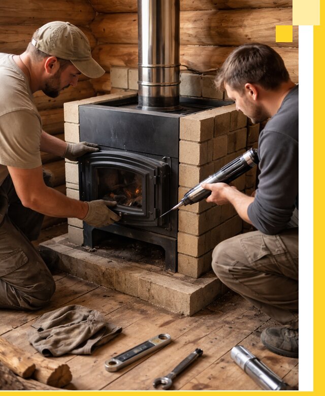 Монтаж и установка печи в бане под ключ с гарантией в Нижнекамске