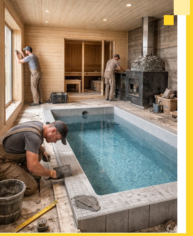 Проект бани с бассейном и сауной в Нижнекамске под ключ