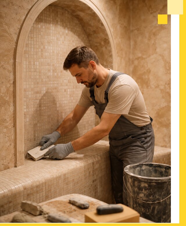 Профессиональная отделка хамамов с мозаикой под ключ в Нижнекамске