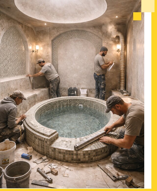 Профессиональное строительство хамама с бассейном в Нижнекамске под ключ