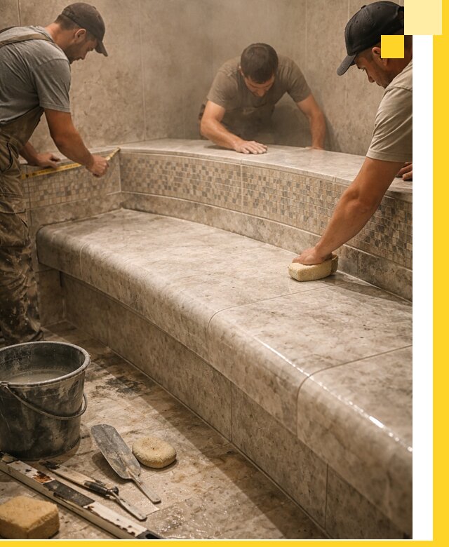 Изготовление и установка сидений для хамама в Нижнекамске